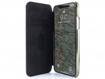 Greenwich Blake Folio Beluga/Gunmetal - Leren iPhone Xs Max hoesje