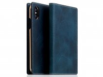 SLG Design D7 Italian Wax Leer Blauw - iPhone Xs Max hoesje