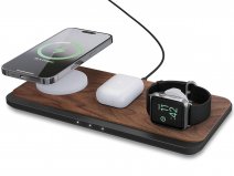 Woodcessories MultiBase Pro 3-in-1 MagSafe Charger Walnut - 30W Draadloze Oplader