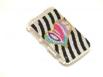 Zebra Heart Diamond Case Hoes Blackberry 8520/9300