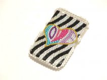 Zebra Heart Diamond Case Hoes Blackberry 8520/9300