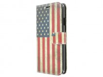 Vintage USA Flag Book Case Hoesje voor HTC Desire 516