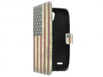 Vintage USA Flag Book Case Hoesje voor Huawei Ascend G610