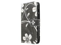 White Flowers Book Case - Huawei Ascend G610 hoesje