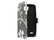 White Flowers Book Case - Huawei Ascend G610 hoesje