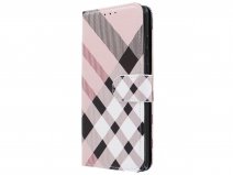 Bookcase Mapje Ruitjes Tartan Beige - Huawei P30 hoesje