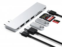 Satechi USB-C Pro Hub Slim voor MacBook Zilver - USB4, HDMI, Kaartlezer & Meer