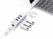 Satechi USB-C 2-in-1 Slim Multi-Port Adapter - USB-A en Ethernet - Zilver