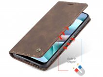 CaseMe Vintage BookCase Coffee - Motorola Moto G31/G41 hoesje