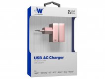 Just Wireless 12W USB-A Oplader Muurlader (Rosé Goud)