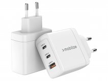 Mobilize 65W GaN Wall Charger Oplader met 2 x USB-C en USB-A - Wit