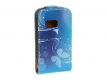 Blue Butterflies Kunstleren Flip Case Samsung Galaxy Mini 2 (S6500)