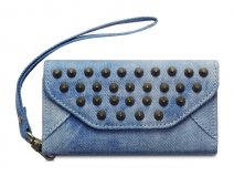 Covert Studded Denim Trifold Wallet Case Samsung Galaxy S4 Mini