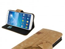 Antique World Map Kunstleren Wallet Case voor Samsung Galaxy Mega 6.3