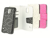 Floral WalletCase Eman met Uitneembare Hard Cover voor Galaxy S5
