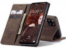 CaseMe Vintage BookCase Bruin - Samsung Galaxy A12 hoesje