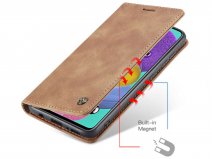CaseMe Vintage BookCase Tan - Samsung Galaxy A51 hoesje