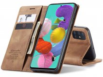 CaseMe Vintage BookCase Tan - Samsung Galaxy A51 hoesje