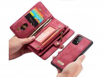 CaseMe Samsung Galaxy A52 5G Vintage Leather Zipper Folio Wallet Case with  Wrist Strap Red