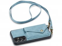 CaseMania Crossbody Wallet Case Aqua - Samsung Galaxy A54 hoesje met koord
