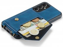 CaseMania Crossbody Wallet Case Donkerblauw - Samsung Galaxy A54 hoesje met koord
