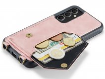 CaseMania Crossbody Wallet Case Roze - Samsung Galaxy A54 hoesje met koord