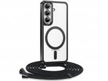 Shiny Crossbody Case Zwart - Samsung Galaxy A57 hoesje met Koord Qi2 MagSafe