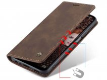 CaseMe Vintage BookCase Bruin - Samsung Galaxy M12 hoesje