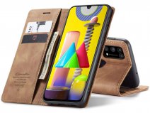 CaseMe Vintage BookCase Tan - Samsung Galaxy M31 hoesje