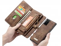 CaseMe 2in1 Wallet Ritsvak Case Bruin - Samsung Galaxy Note 20 Hoesje