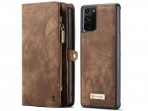 CaseMe 2in1 Wallet Ritsvak Case Bruin - Samsung Galaxy Note 20 Hoesje