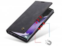 CaseMe Vintage BookCase Zwart - Samsung Galaxy Note 20 hoesje