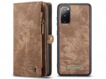 CaseMe 2in1 Wallet Ritsvak Case Bruin - Samsung Galaxy S20 FE Hoesje