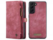 CaseMe 2in1 Wallet Ritsvak Case Rood - Samsung Galaxy S21 FE Hoesje