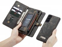 CaseMe 2in1 Wallet Ritsvak Case Zwart - Samsung Galaxy S21 FE Hoesje