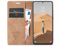 CaseMania Vintage Slim Bookcase Tan - Samsung Galaxy S21 FE hoesje