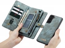 CaseMe 2in1 Wallet Ritsvak Case Blauw - Samsung Galaxy S21+ Hoesje