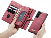 CaseMe 2in1 Wallet Ritsvak Case Rood - Samsung Galaxy S21+ Hoesje