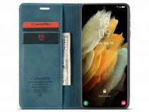 CaseMe Vintage BookCase Blauw - Samsung Galaxy S21 Ultra hoesje