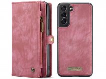 CaseMe 2in1 Wallet Ritsvak Case Rood - Samsung Galaxy S22 Hoesje