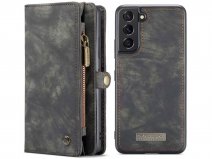 CaseMe 2in1 Wallet Ritsvak Case Zwart - Samsung Galaxy S22 Hoesje