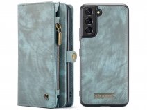 CaseMe 2in1 Wallet Ritsvak Case Blauw - Samsung Galaxy S22+ Hoesje