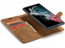CaseMania 2in1 Magnetic Bookcase Bruin - Samsung Galaxy S22 Ultra Hoesje