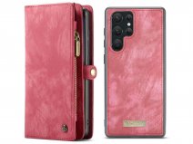CaseMe 2in1 Wallet Ritsvak Case Rood - Samsung Galaxy S22 Ultra Hoesje