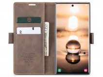 CaseMe Vintage BookCase Bruin - Samsung Galaxy S22 Ultra hoesje