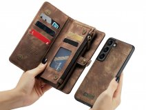 CaseMe 2in1 Wallet Ritsvak Case Bruin - Samsung Galaxy S23 Hoesje