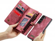 CaseMe 2in1 Wallet Ritsvak Case Rood - Samsung Galaxy S23 Hoesje