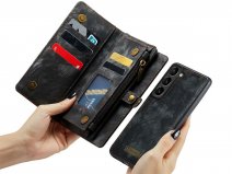 CaseMe 2in1 Wallet Ritsvak Case Zwart - Samsung Galaxy S23 Hoesje