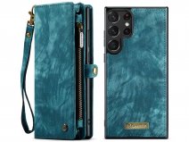 CaseMe 2in1 Wallet Ritsvak Case Blauw - Samsung Galaxy S23 Ultra Hoesje