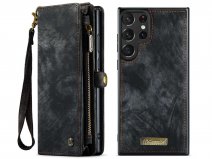 CaseMe 2in1 Wallet Ritsvak Case Zwart - Samsung Galaxy S23 Ultra Hoesje